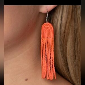 New Orange sea bead Beaded Fringe Earrings dangle